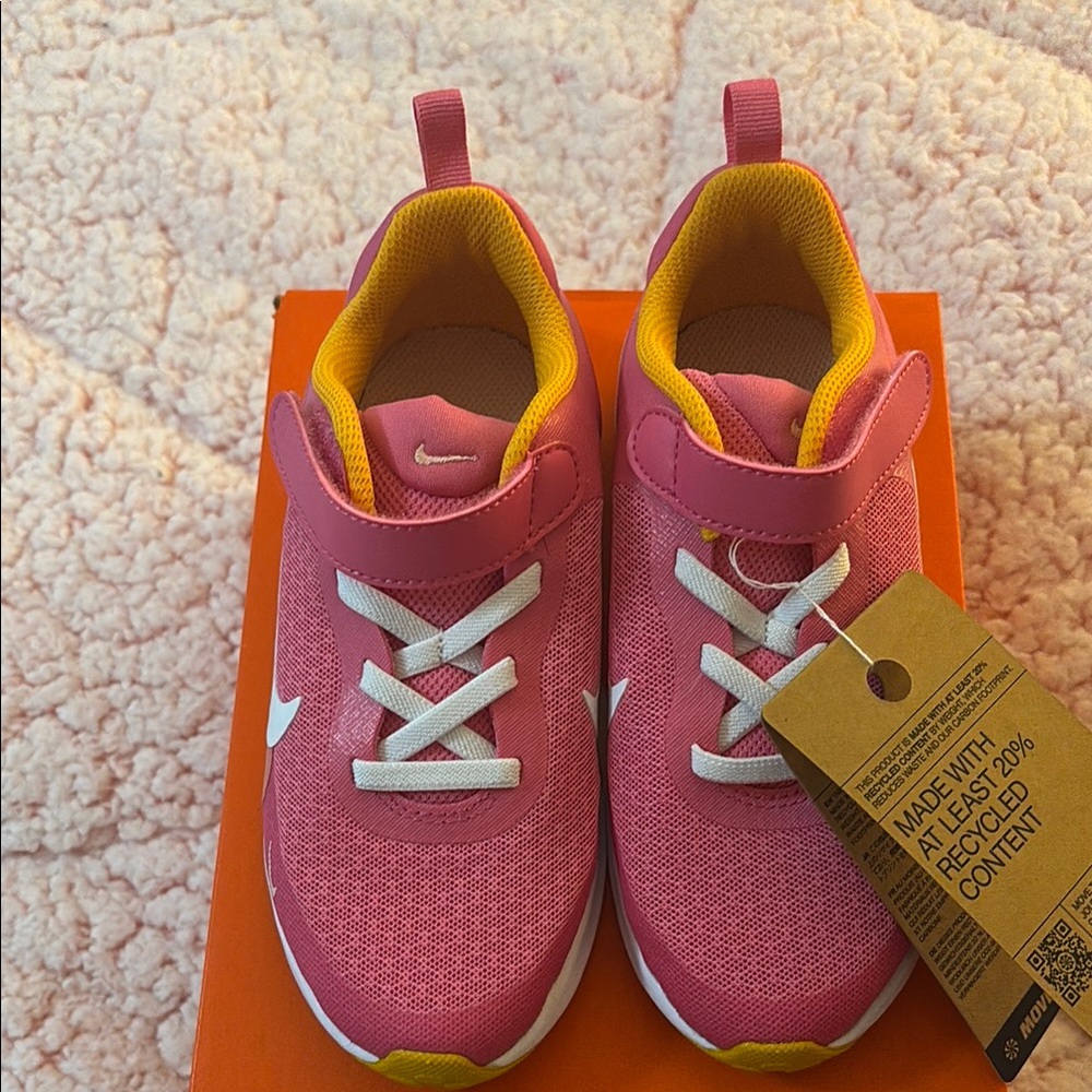 Nike Pink and White Sneakers Breathable Design